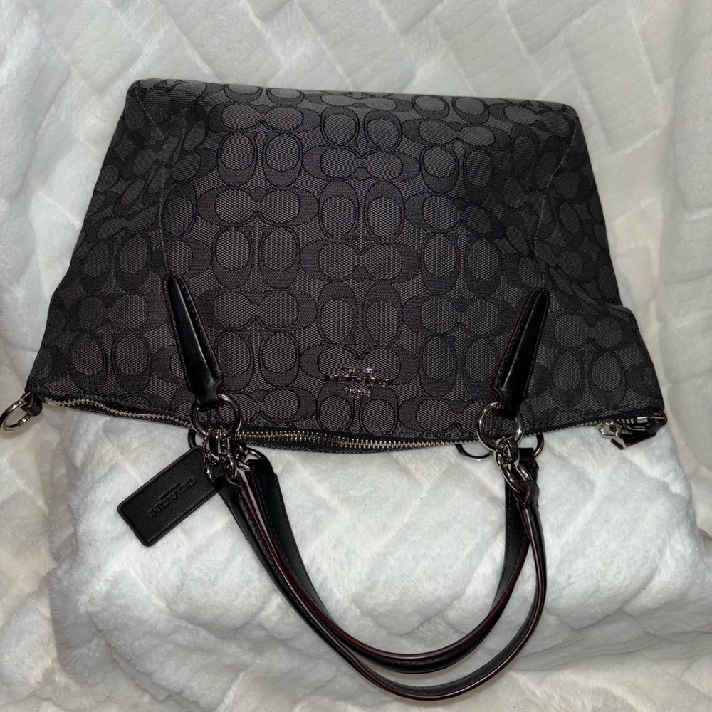 Coach Gray Signature Shoulder Bag with silver accents - Picture 8 of 8